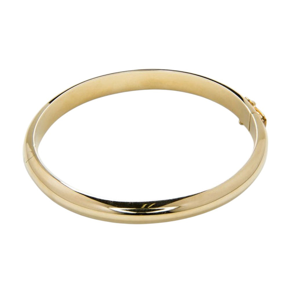 14K Yellow Gold Oval Bangle Bracelet 8'' x 0.5mm