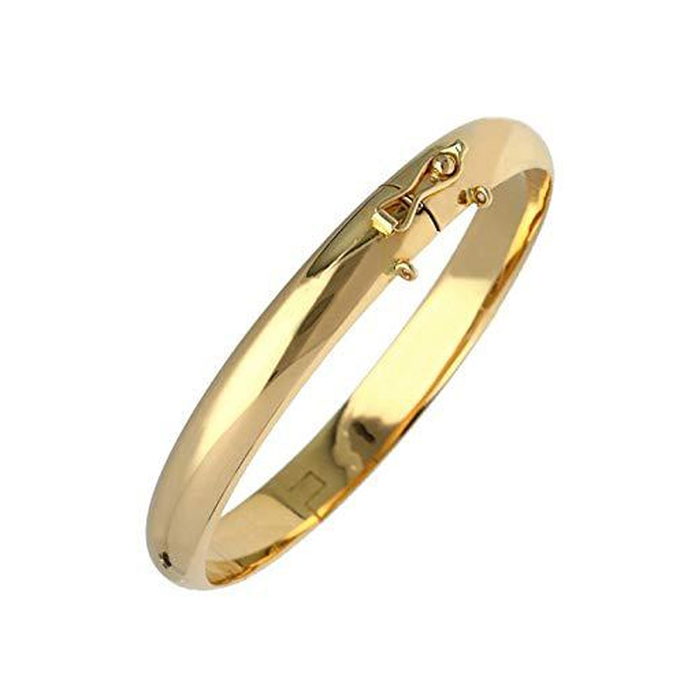 14K Yellow Gold Oval Bangle Bracelet 8'' x 0.5mm