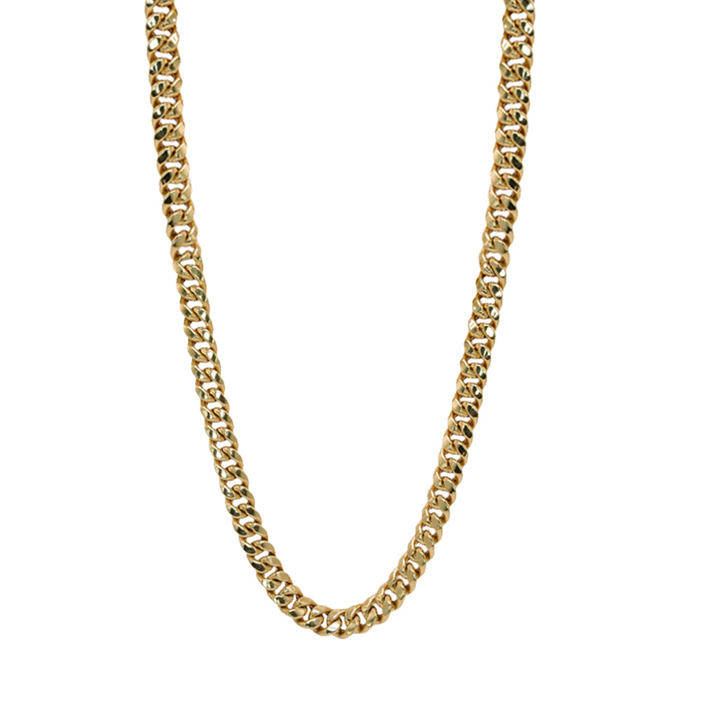 10K Yellow Gold Cuban Link Hollow Chain Necklace 24'' x 3.5mm, 5.7g