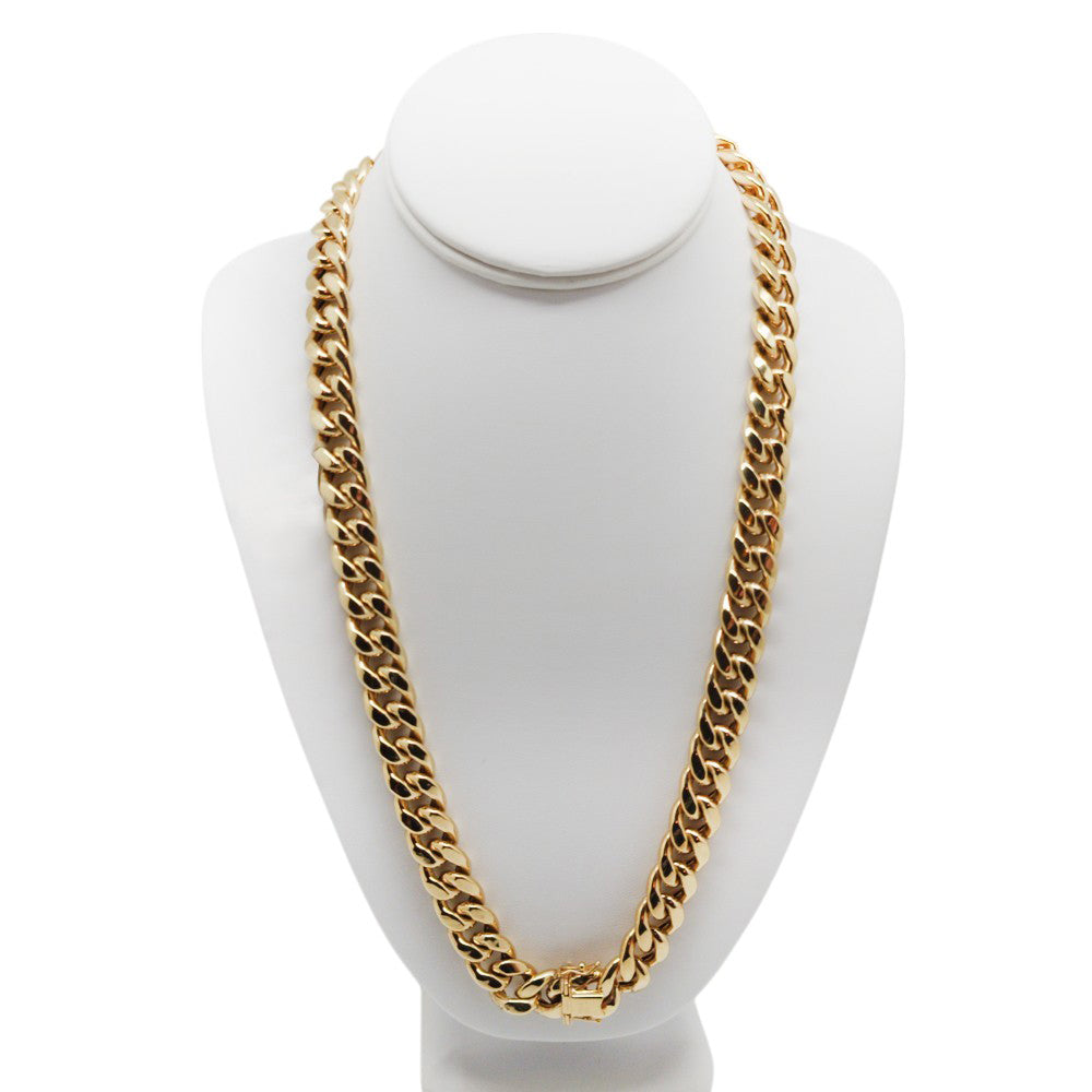 10K Yellow Gold Cuban Link Hollow Chain Necklace 24'' x 3.5mm, 5.7g