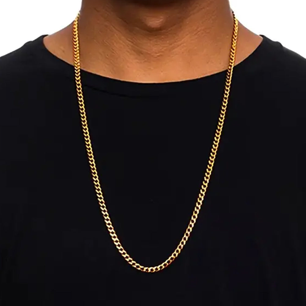 10K Yellow Gold Cuban Link Hollow Chain Necklace 24'' x 3.5mm, 5.7g