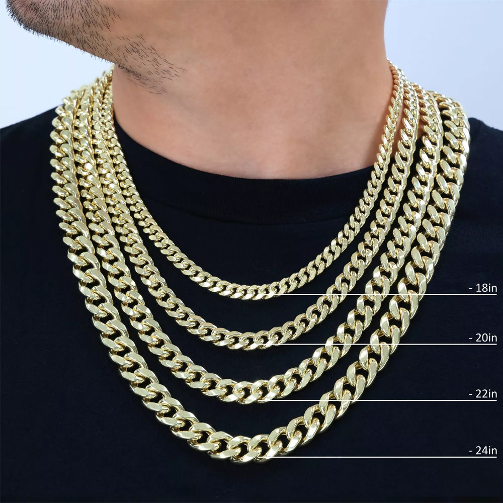 10K Yellow Gold Cuban Link Hollow Chain Necklace 24'' x 3.5mm, 5.7g