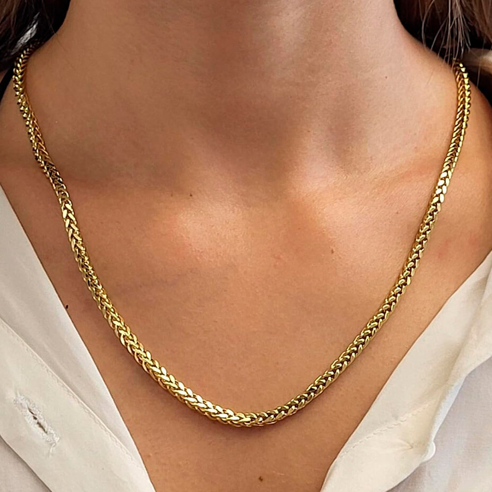 10K Yellow Gold Franco Hollow Chain Necklace 16'' x 2.5mm