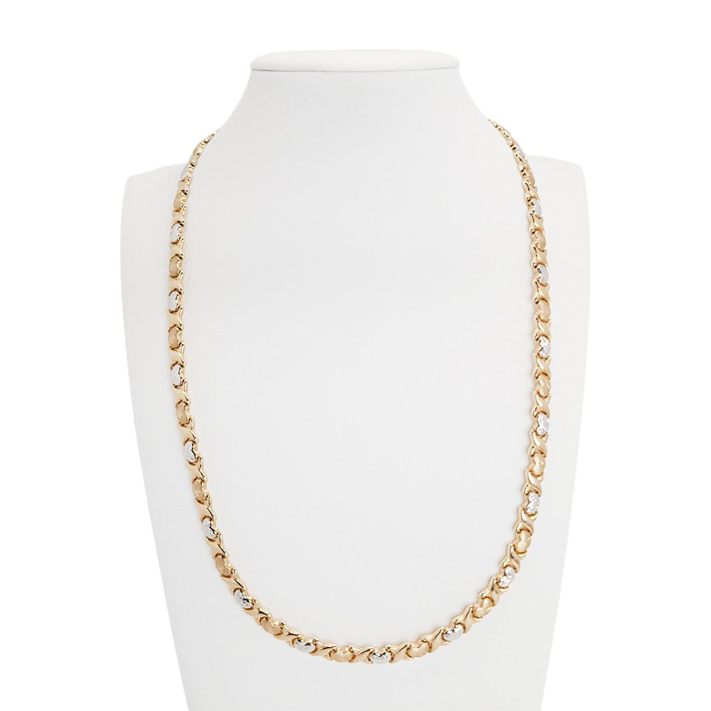 10K Yellow Gold XOX Link Chain Necklace 18'' x5.5mm