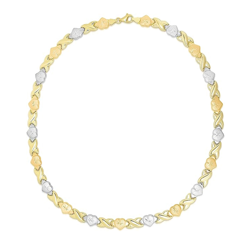 10K Yellow Gold XOX Link Chain Necklace 18'' x5.5mm