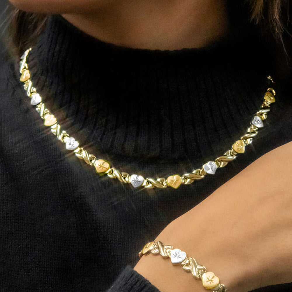 10K Yellow Gold XOX Link Chain Necklace 18'' x5.5mm
