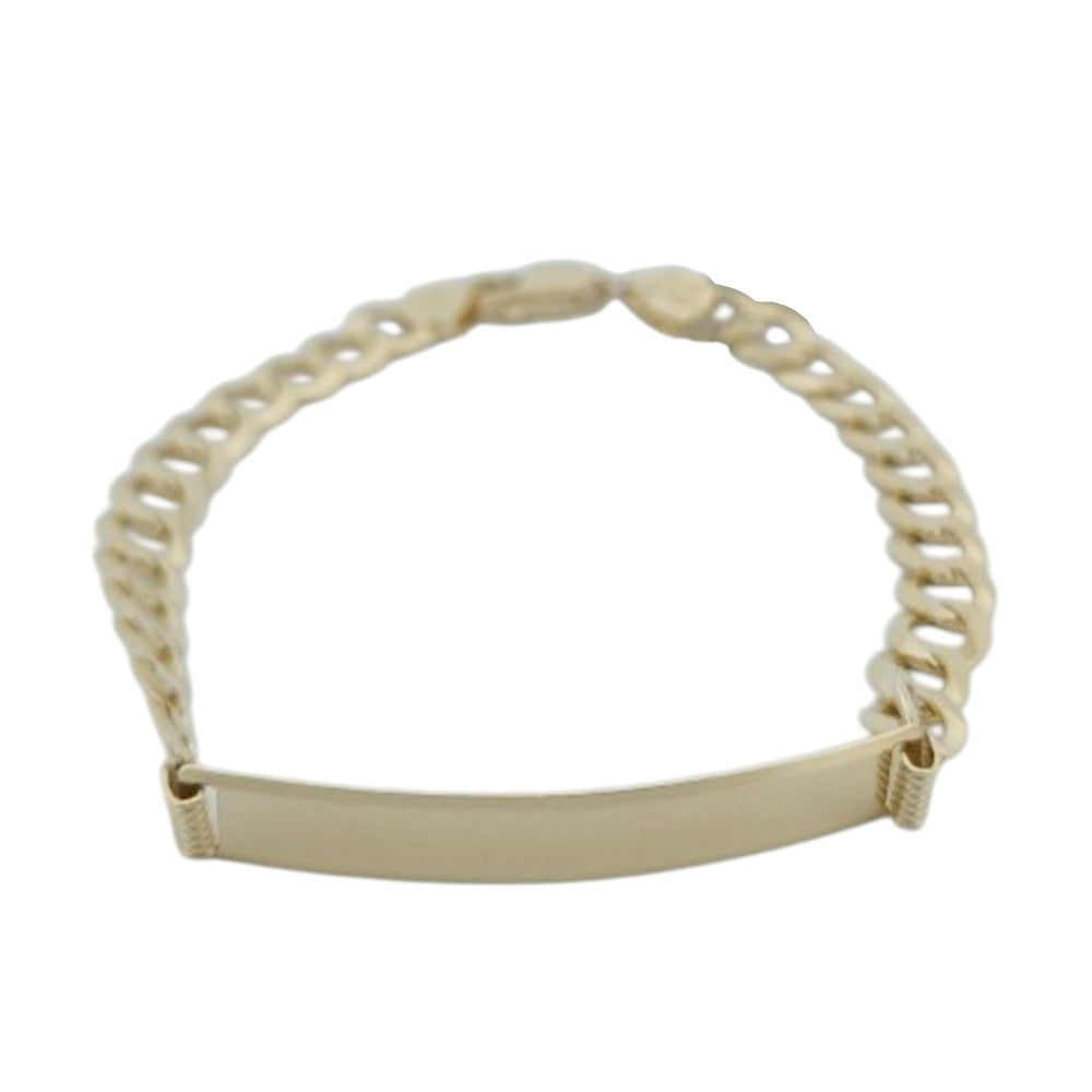14K Gold Solid Curved Name ID Bracelet 8.5x7mm 11.4g