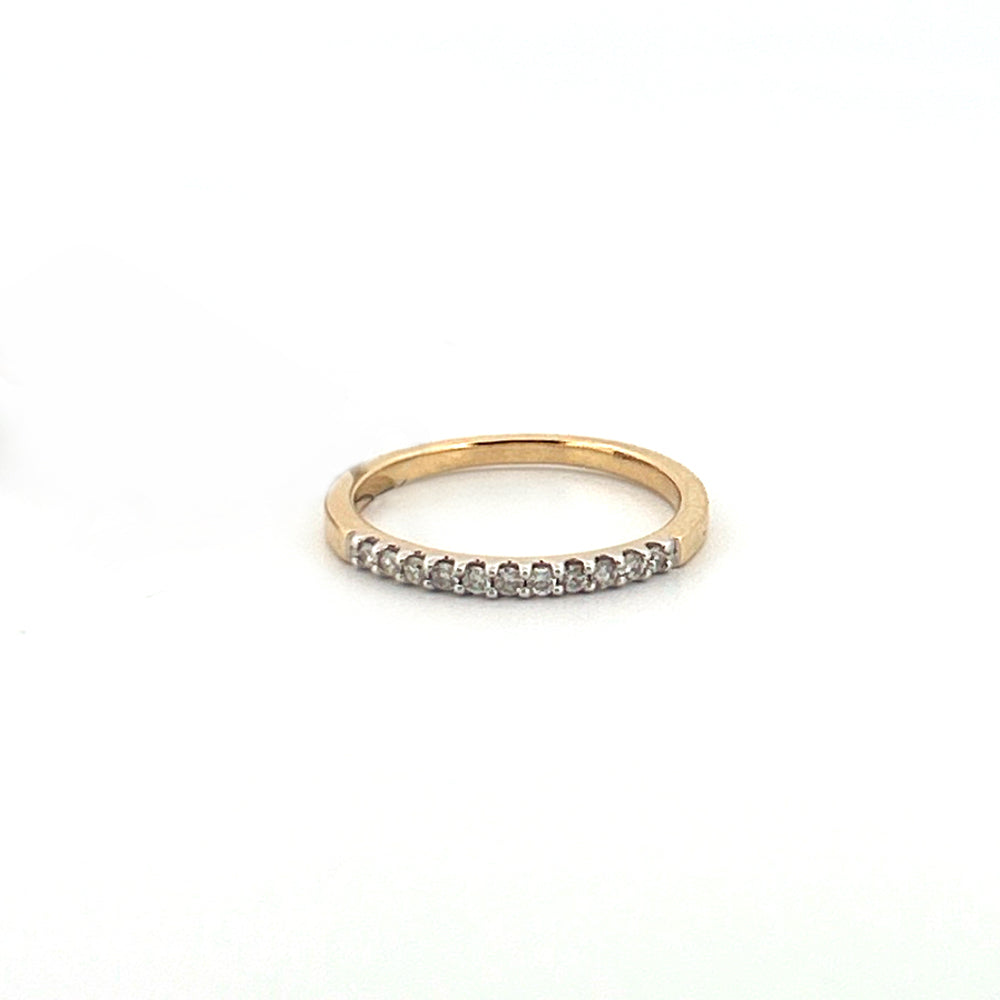 14K Yellow Gold 0.15Ct Round Diamond Ladies Band