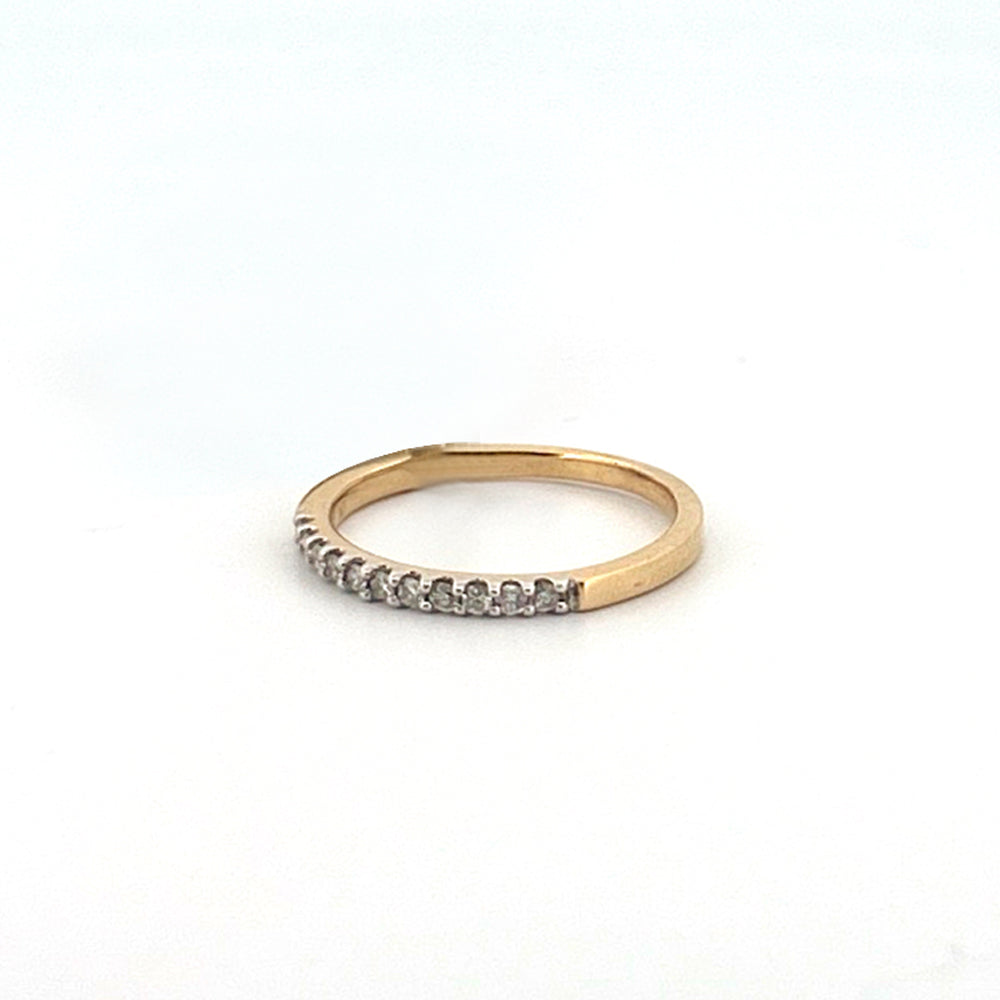 14K Yellow Gold 0.15Ct Round Diamond Ladies Band