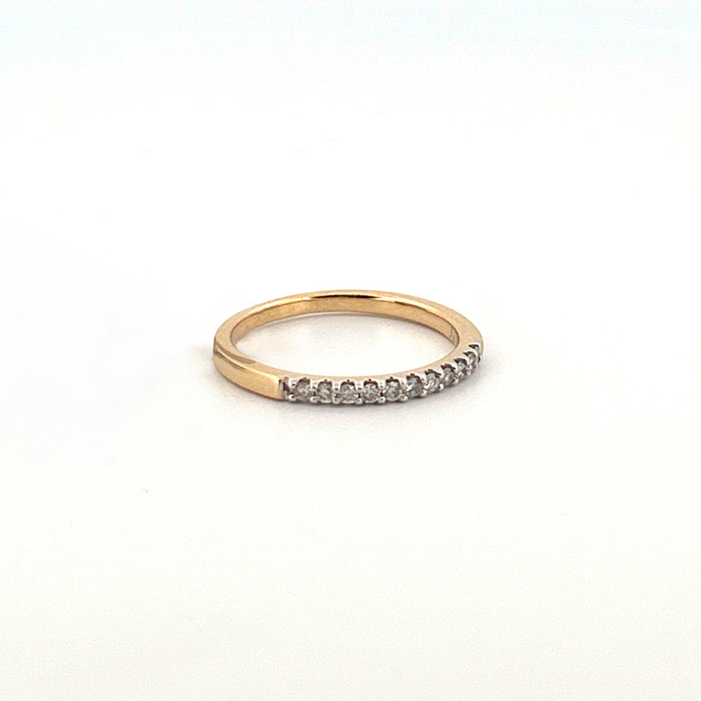 14K Yellow Gold 0.15Ct Round Diamond Ladies Band