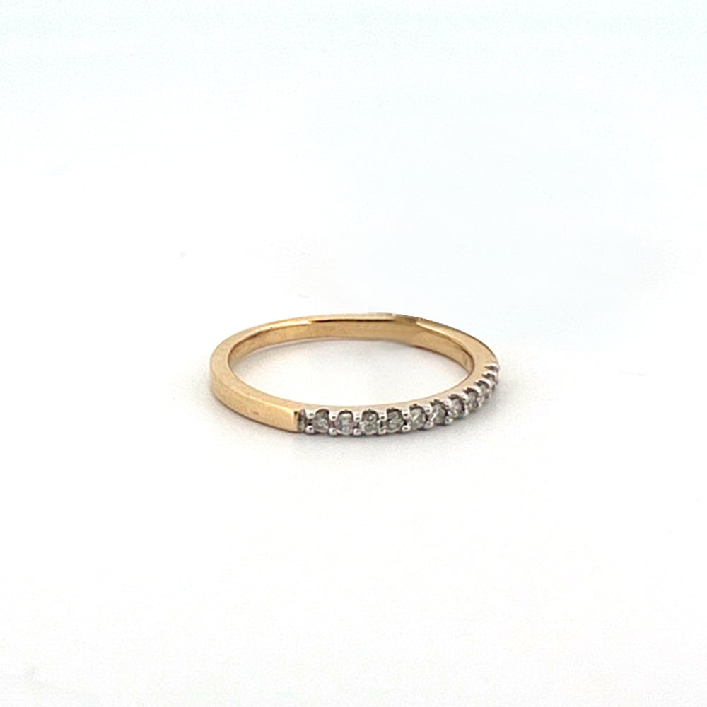 14K Yellow Gold 0.15Ct Round Diamond Ladies Band