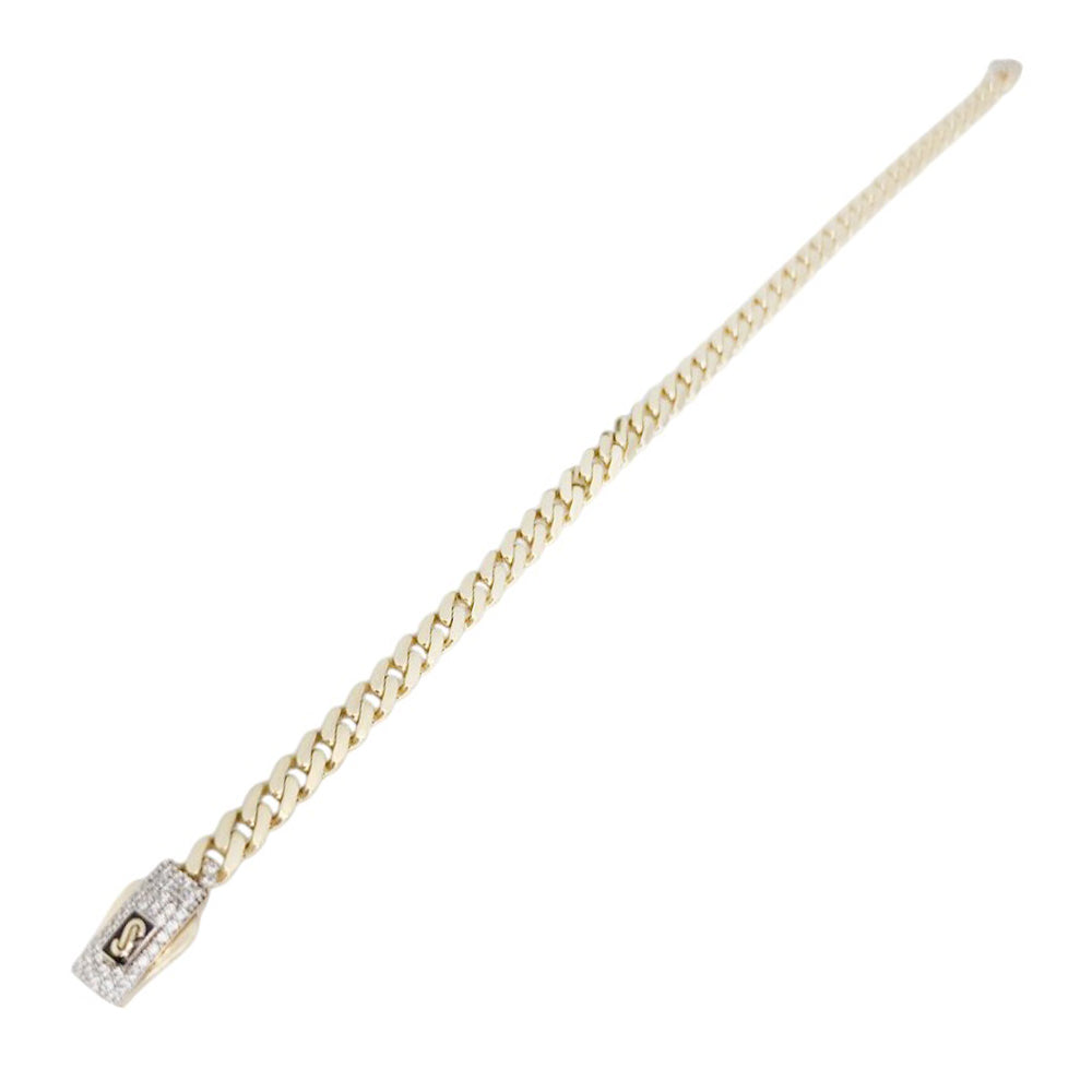 Original Classic 4.9gr Link With Stone lock Monaco Bracelet 10K 7 x 5 mm