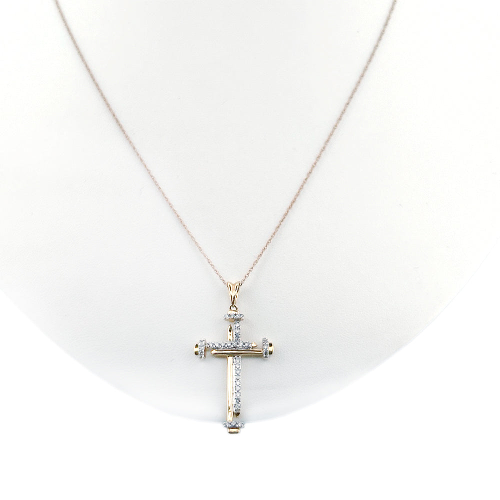 10K Yellow Gold 0.20Ct Round Diamond Ladies Pendant Chain Necklace