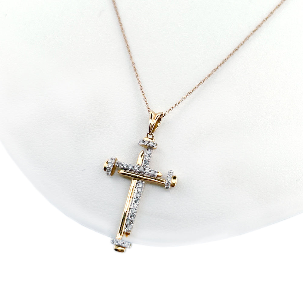 10K Yellow Gold 0.20Ct Round Diamond Ladies Pendant Chain Necklace