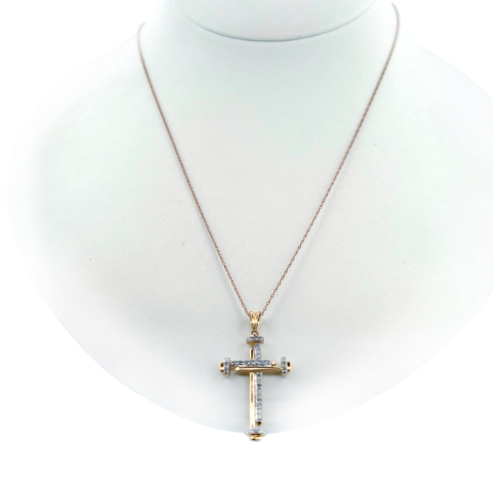 10K Yellow Gold 0.20Ct Round Diamond Ladies Pendant Chain Necklace