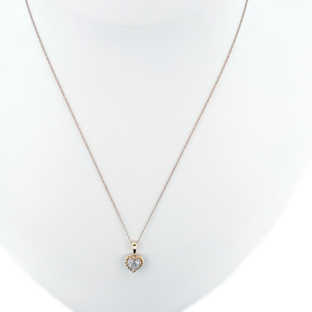 10K Yellow Gold 0.10Ct Round Diamond Ladies Pendant Chain Necklace