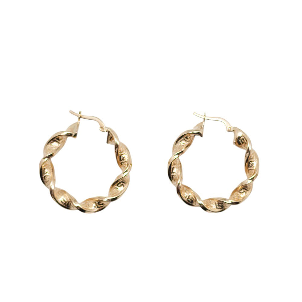 14K Yellow Gold Twisted Hoops Earring 1mm