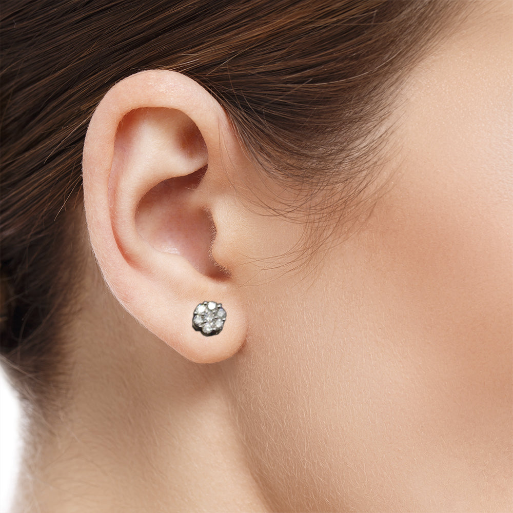 14K Yellow Gold 0.15Ct Round Diamond Ladies Earrings
