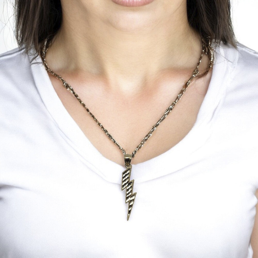 10K Yellow Gold Flash Small Pendant Necklace