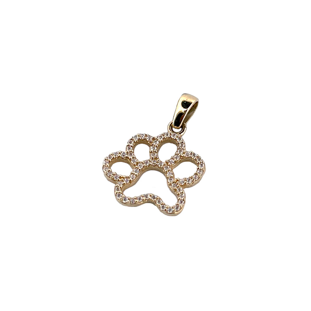 14K Yellow Gold Dog Paw Pendant