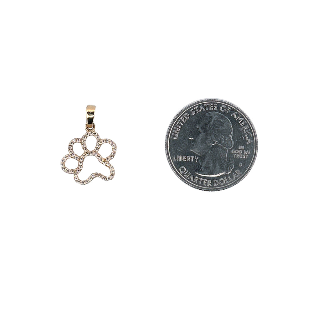 14K Yellow Gold Dog Paw Pendant