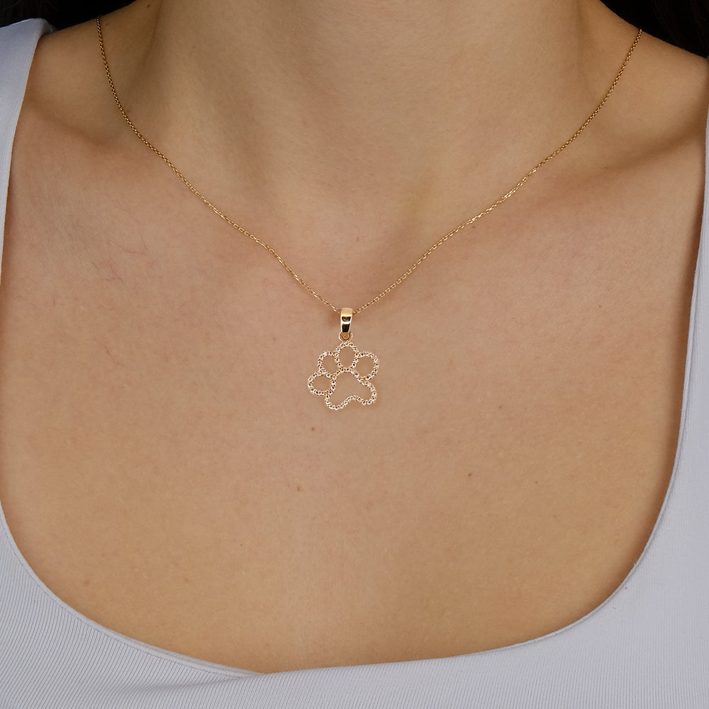 14K Yellow Gold Dog Paw Pendant