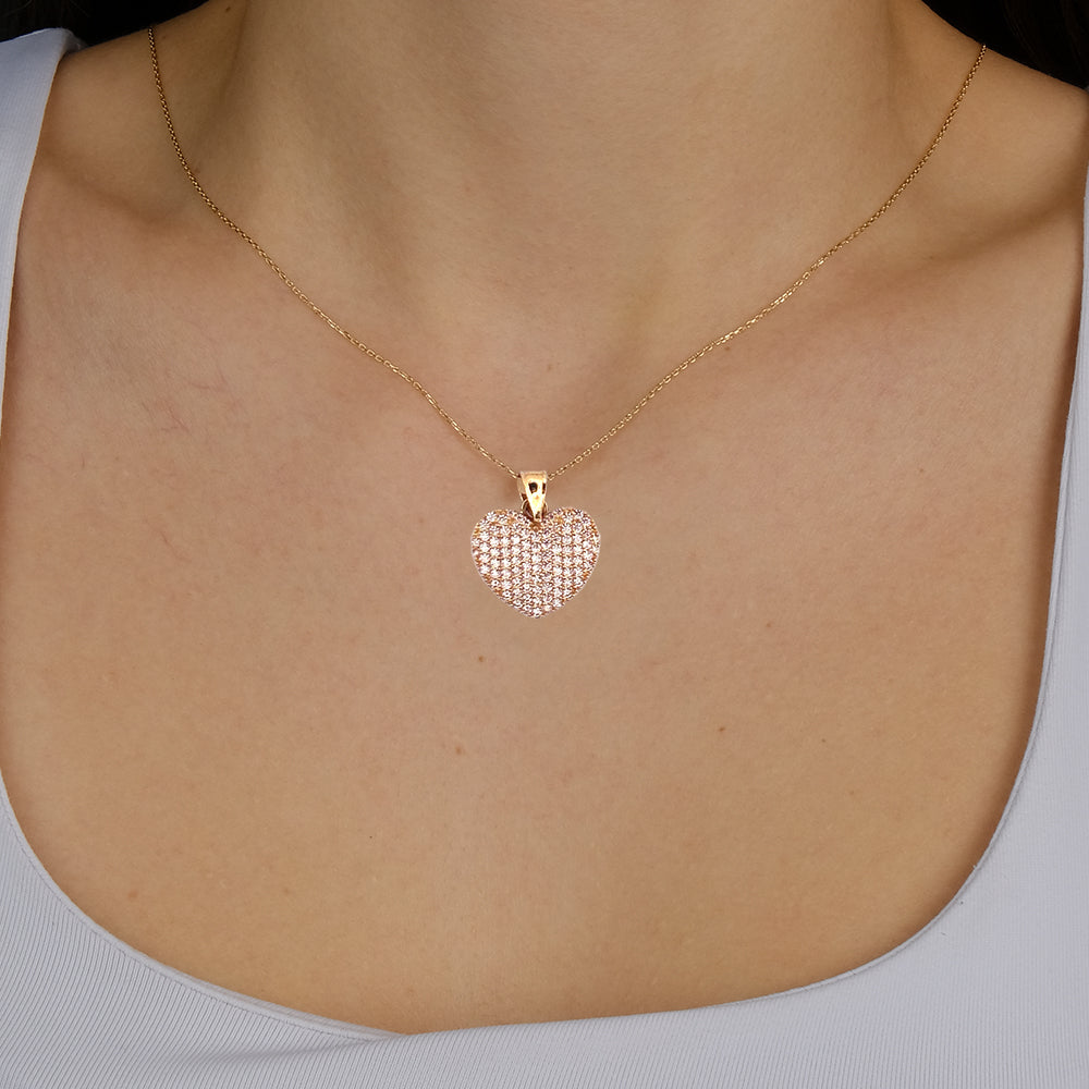 10K Yellow Gold Heart Stone Pendant