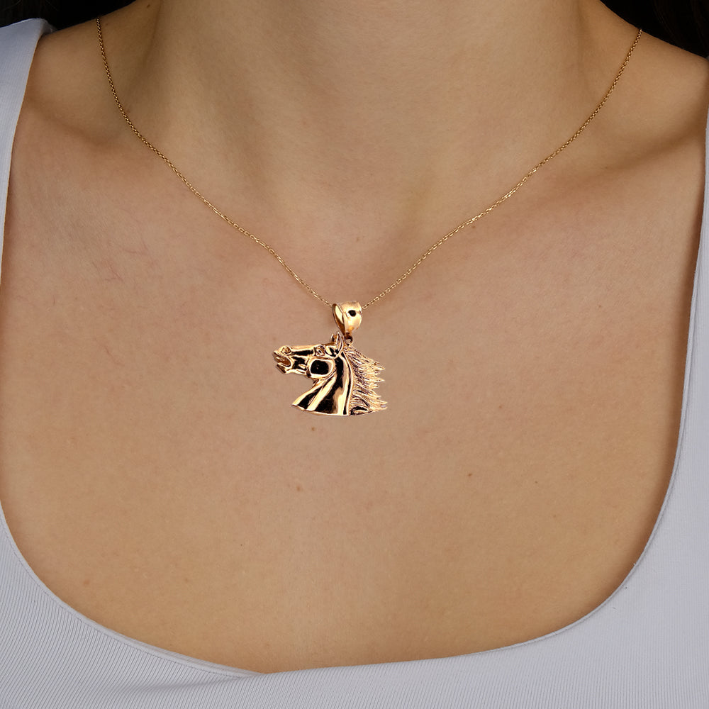 14K Yellow Gold Horse Pendant