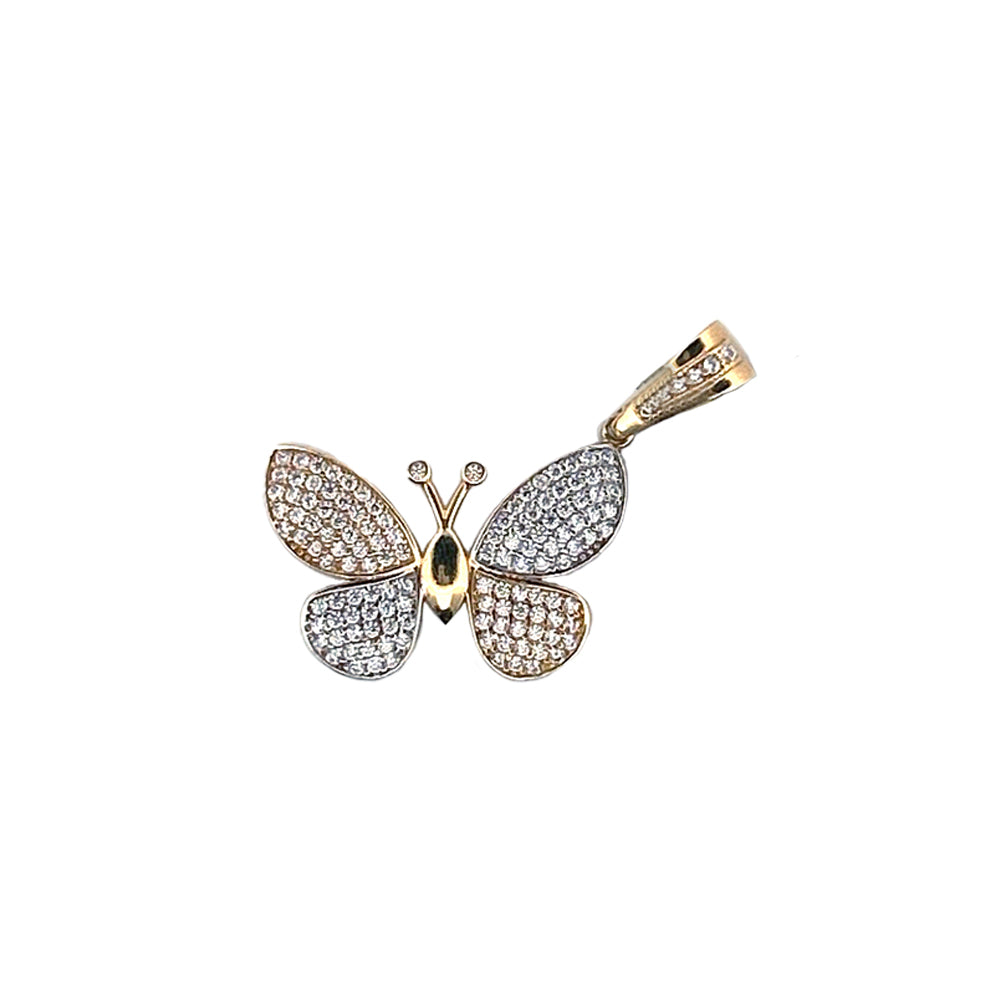10K Yellow Gold Butterfly Stone Pendant