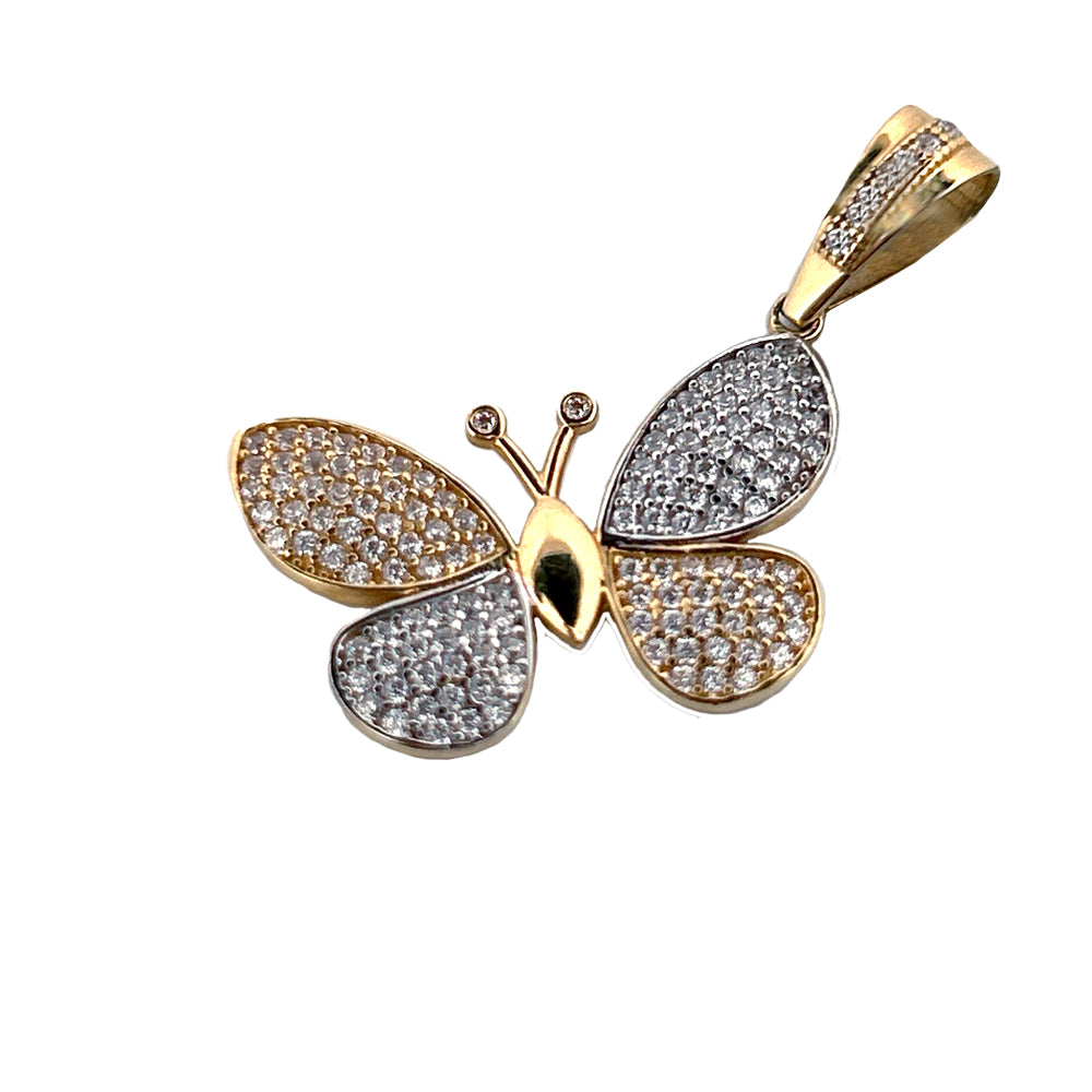10K Yellow Gold Butterfly Stone Pendant