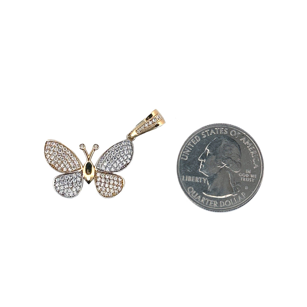 10K Yellow Gold Butterfly Stone Pendant