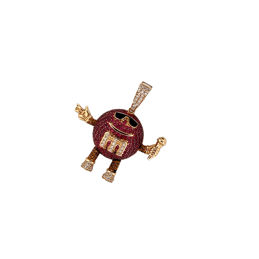14K Yellow Gold M&M Purple Pendant Necklace