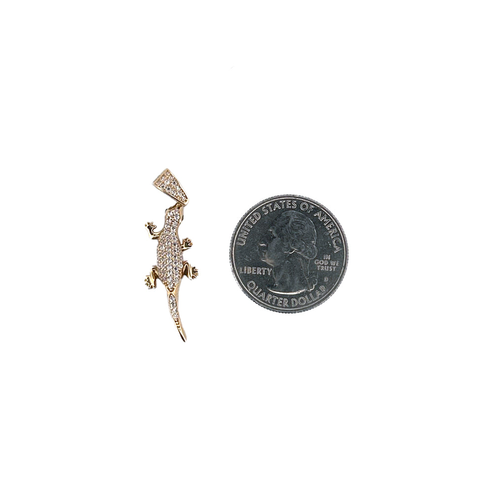 10K Yellow Gold Gecko Stone Pendant Necklace
