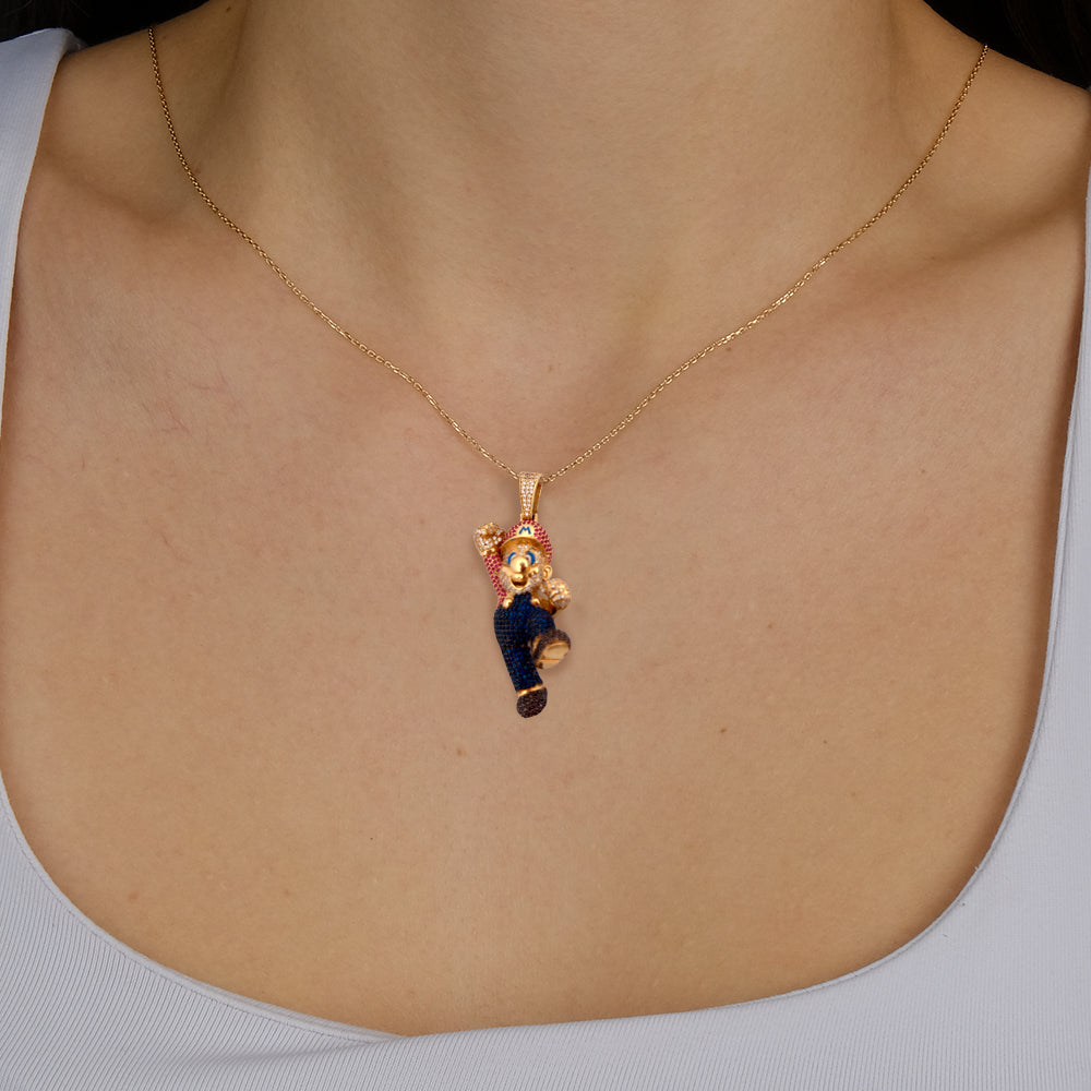 14K Yellow Gold Video Game Character Pendant