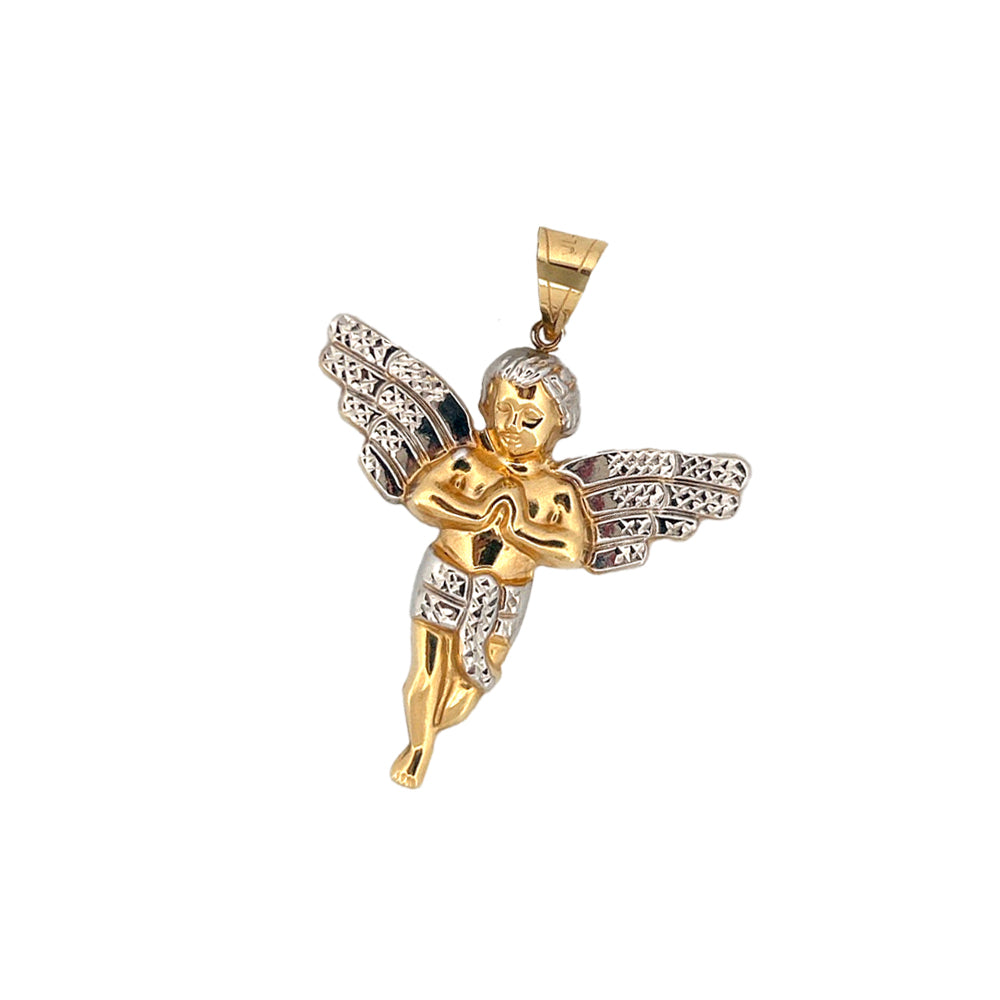 10K Yellow Gold Praying Angel Pendant Necklace
