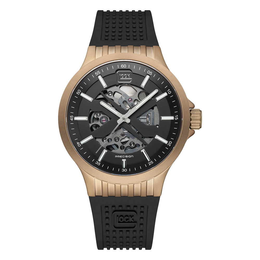 Glock Precision Men Watch. Khaki Steel Case / Black Silicone Strap GW-14-2-24