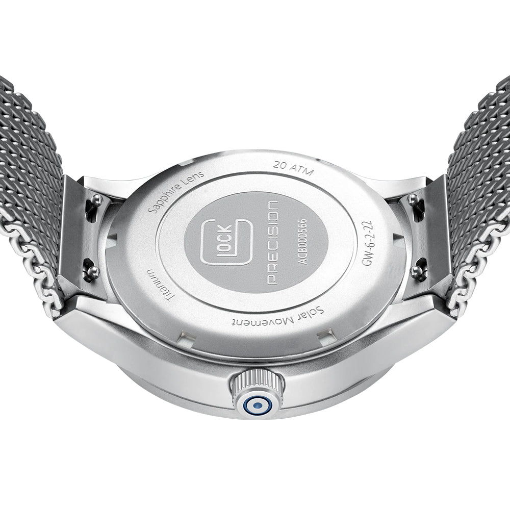 Glock Precision Men Watch Silver Titanium Case / Silver Mesh Strap GW--6-2-22