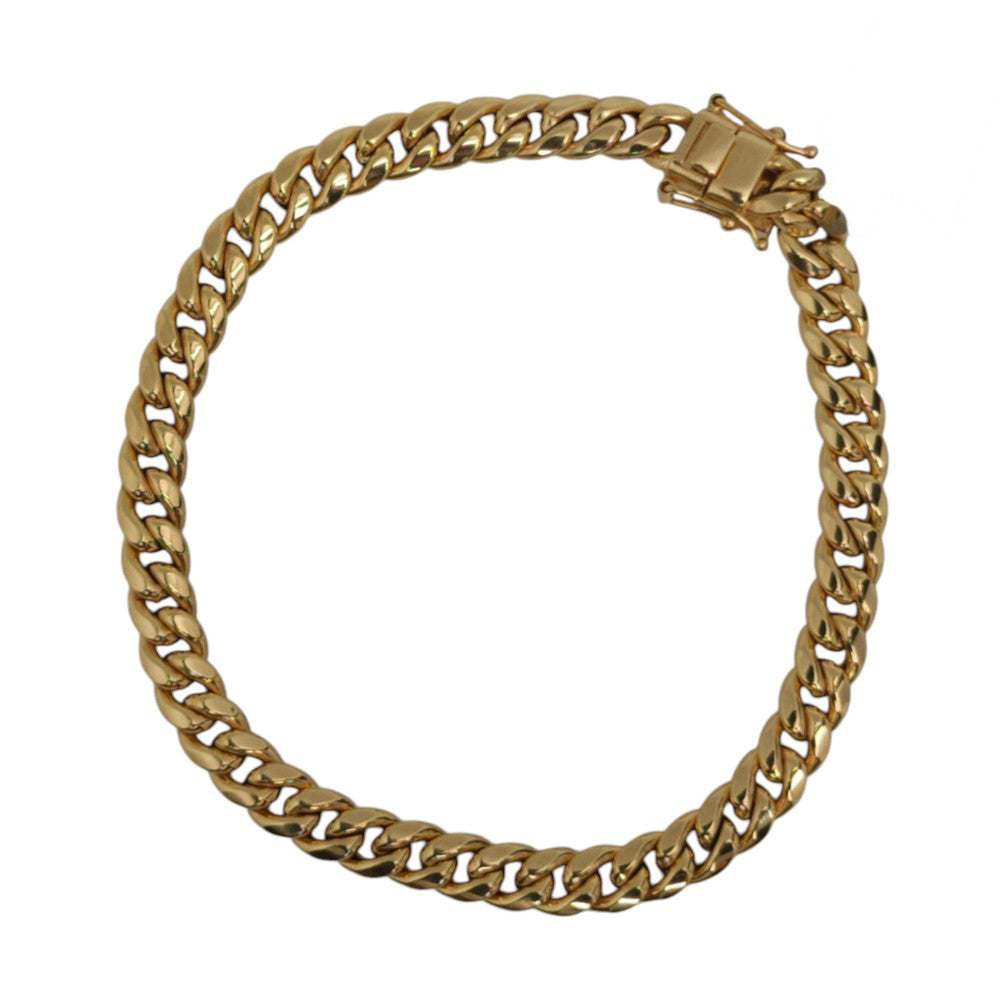 14K Yellow Gold Hollow Cuban Link Bracelet 5.5mm x 7''