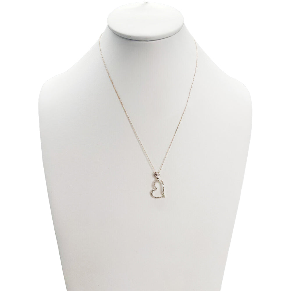 10K Yellow Gold 0.20Ct Diamond Heart Pendant Chain Necklace