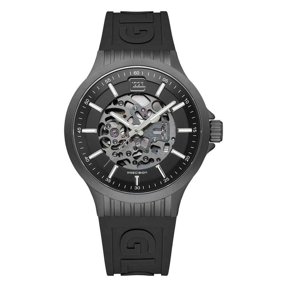 Glock Precision Men Watch. Black Steel Case / Black Silicone Strap GW-14-1-24