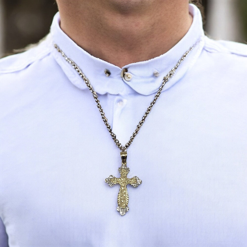 14K Yellow Gold Cross Pendant Necklace