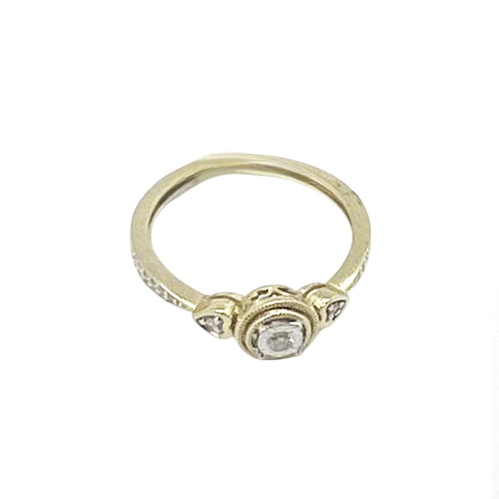 10K Yellow Gold 0.10Ct Round Diamond Ladies Ring
