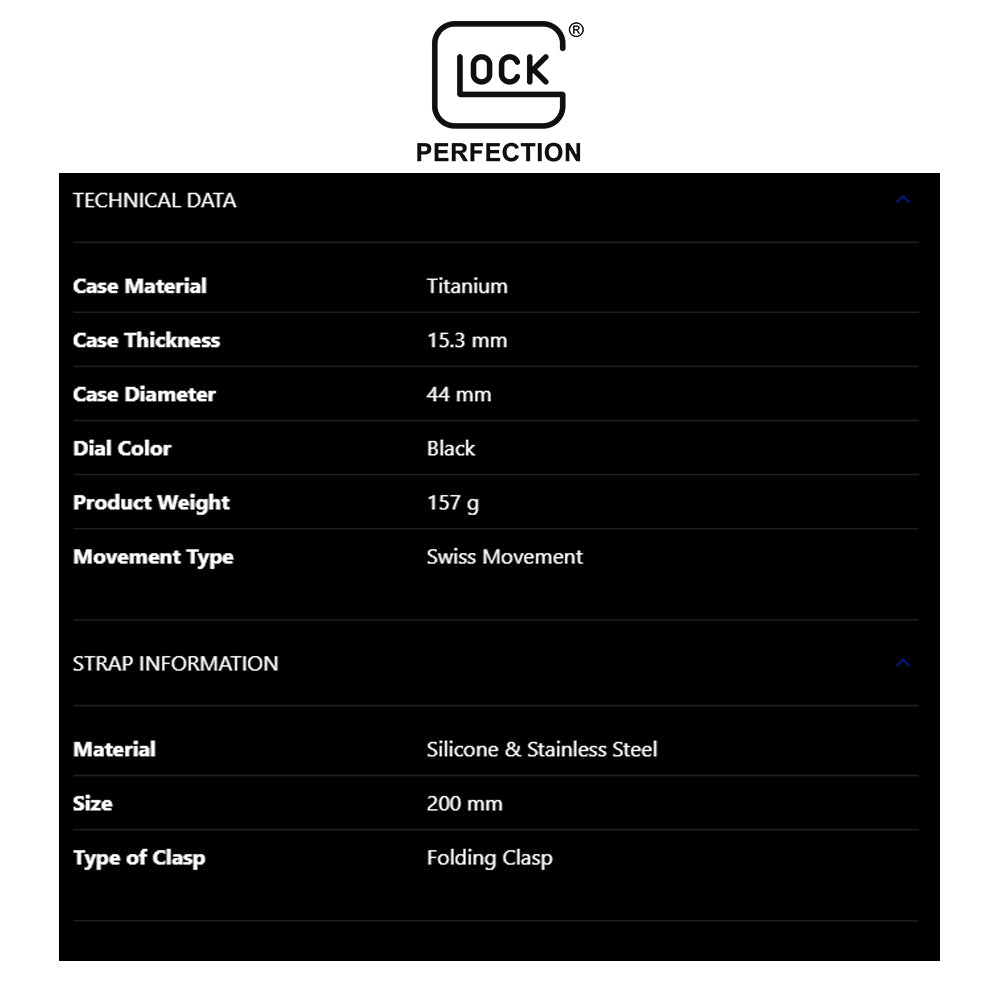 Glock Precision Men Watch Black Titatium Case / Green Silicone Strap GW-27-1-24