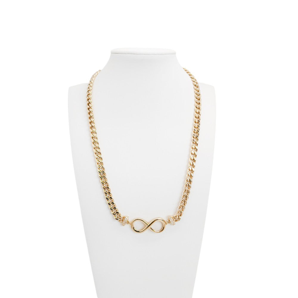 10K Yellow Gold Cuban Link Infinity Chain 16'' x 6.5mm