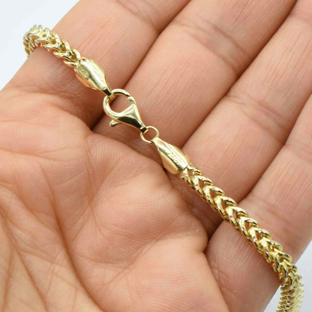 10K Yellow Gold Franco Ankle Bracelet, Size 10