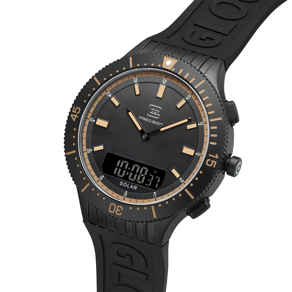 Glock Precision Men Watch. Black Steel Case / Brown Textile Strap GW-40-1-24