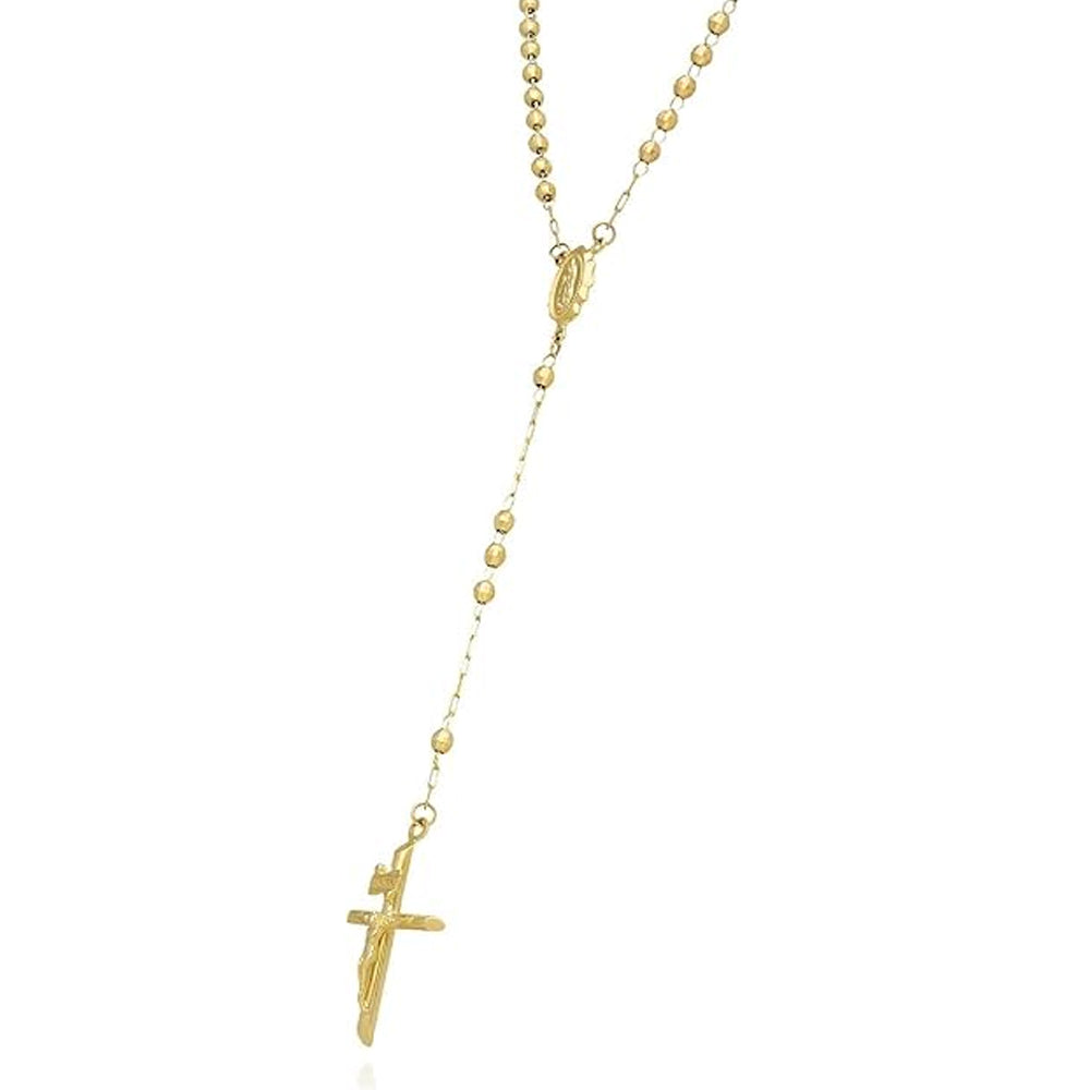 14K Yellow Gold Rosary Chain Necklace 20'' x 3mm