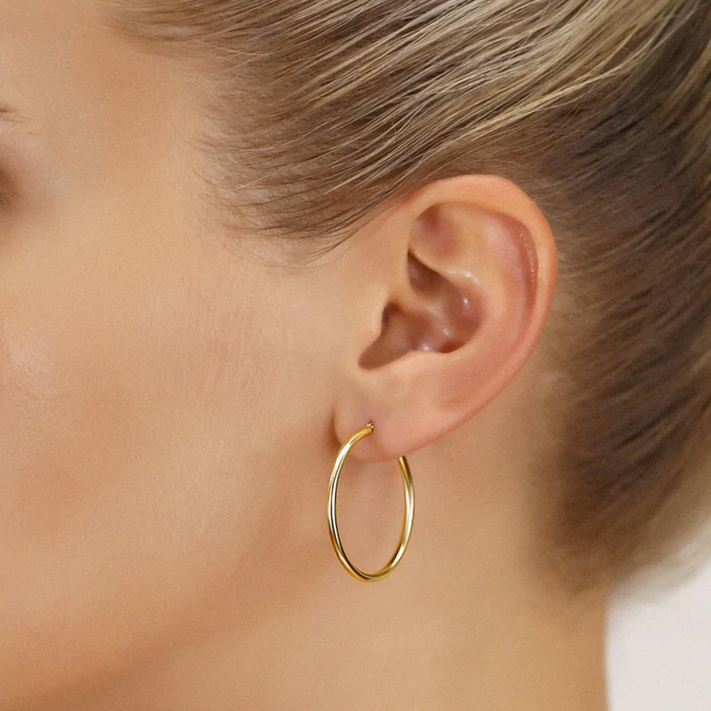 10K Yellow Gold Hoops Earring 0.5mm