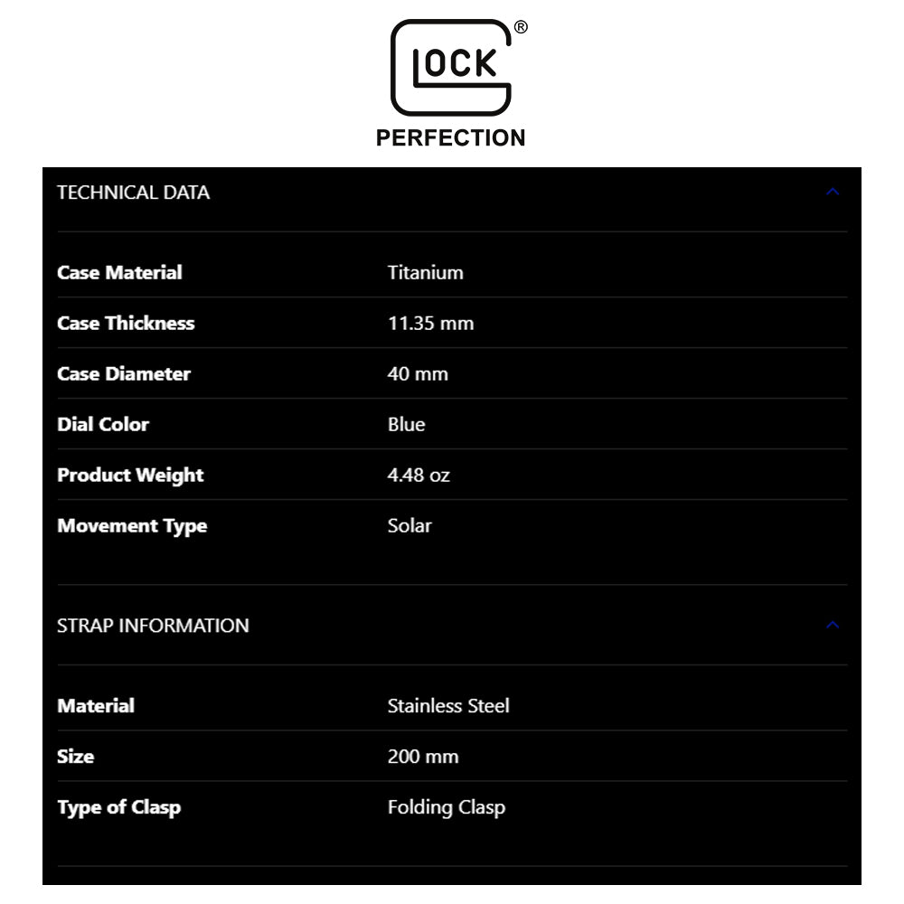 Glock Precision Men Watch Silver Titanium Case / Silver Mesh Strap GW--6-2-22