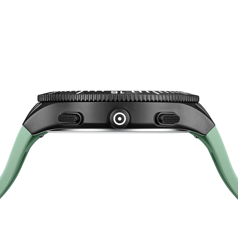 Glock Precision Men Watch. Black Steel Case / Green Silicone Strap GW-40-2-24